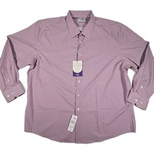 Tayion Slim Fit Plaid Dress Shirt White Purple Gold 18–18.5 34–35 XXL